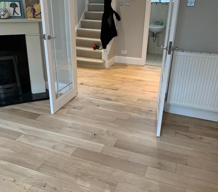 solid Oak floor with a oil stained finish