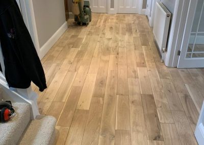 solid Oak floor with a oil stained finish