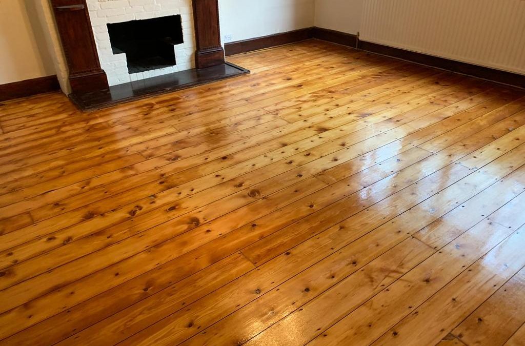 original pine floorboards, sanded